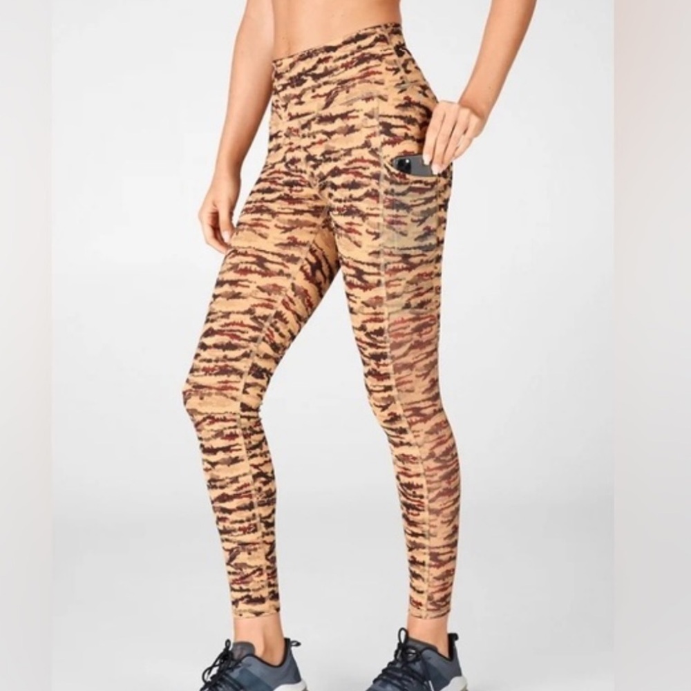 Fabletics Cacao Tigress On-The-Go PowerHold High-Waisted Mesh Leggings